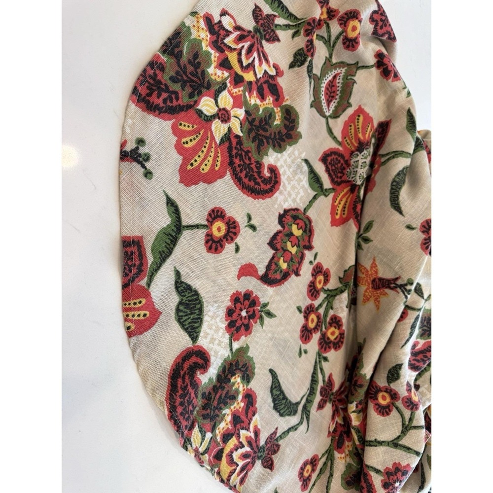 VTG Queen Bedspread Flower‎ Power Paisley Floral Bed Cover 106x90" Linen Texture - Picture 7 of 9
